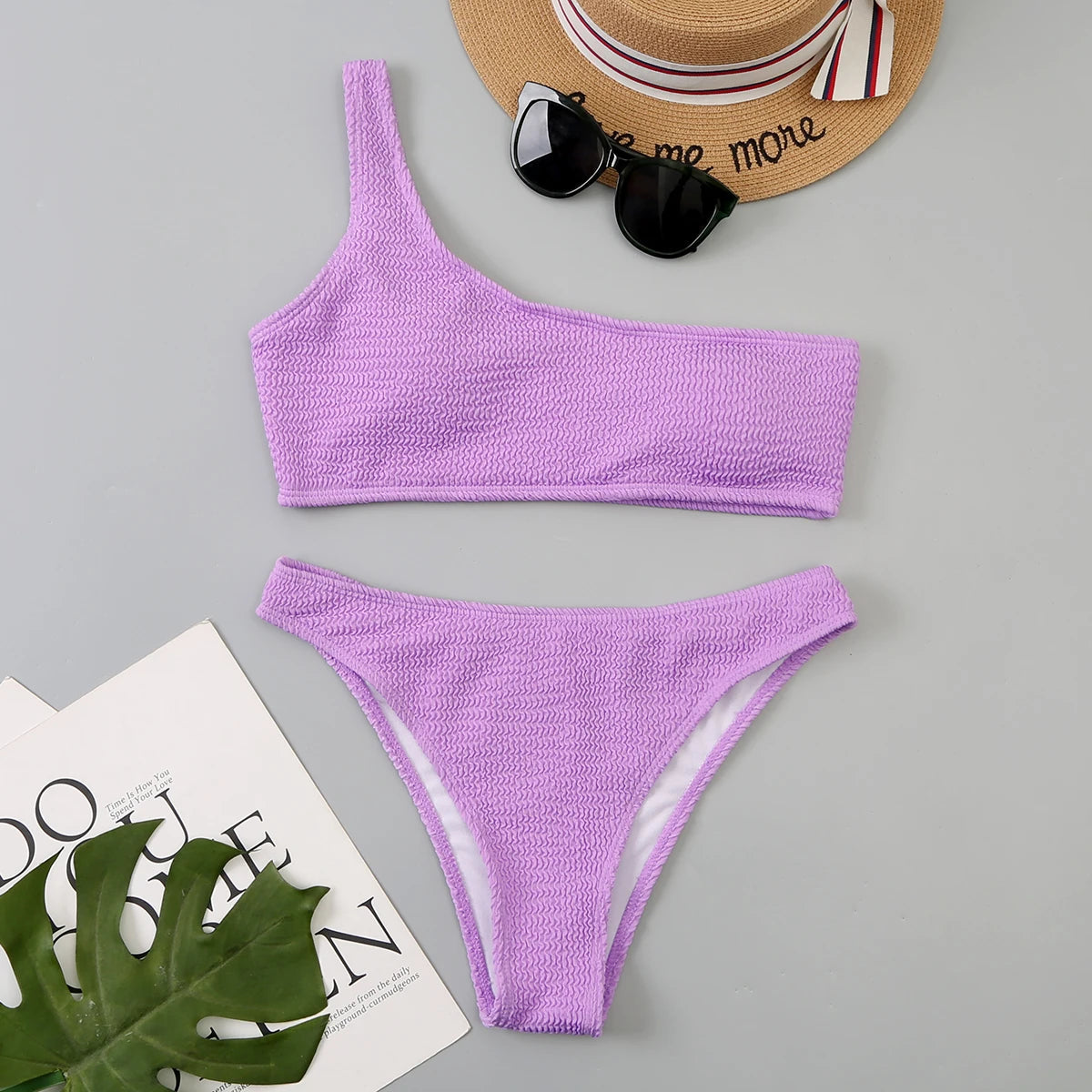 One Shoulder Bikini Women Swimwear Swimsuit Solid Beachwear Bathers Bathing Suit The Clothing Company Sydney