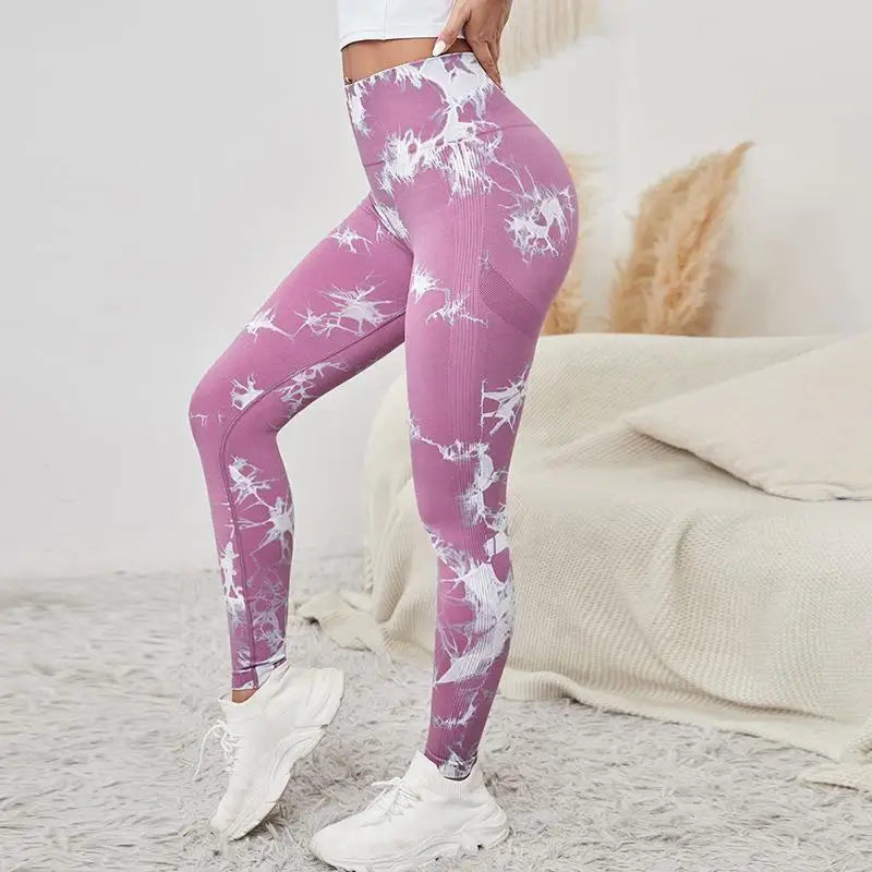 Hip Lifting Seamless Fitness Gym Leggings Tie-Dye Yoga Pants Women's Exercise Tights High Waist Workout Pants The Clothing Company Sydney