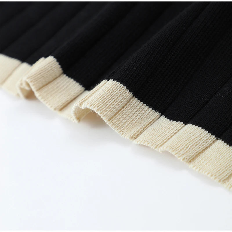 Women's Knitted O-neck Mini Dress Elegant Sleeveless High Waist Pleated Dresses - The Clothing Company Sydney