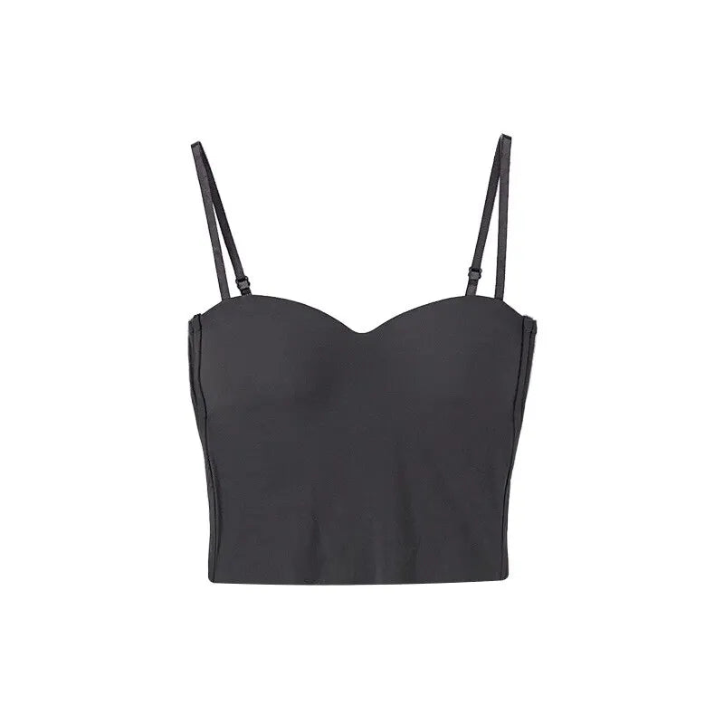 Women's Thin Section Double Straps Solid Colour Suspenders Inside Sports Vest Outer Wear Bra Top The Clothing Company Sydney