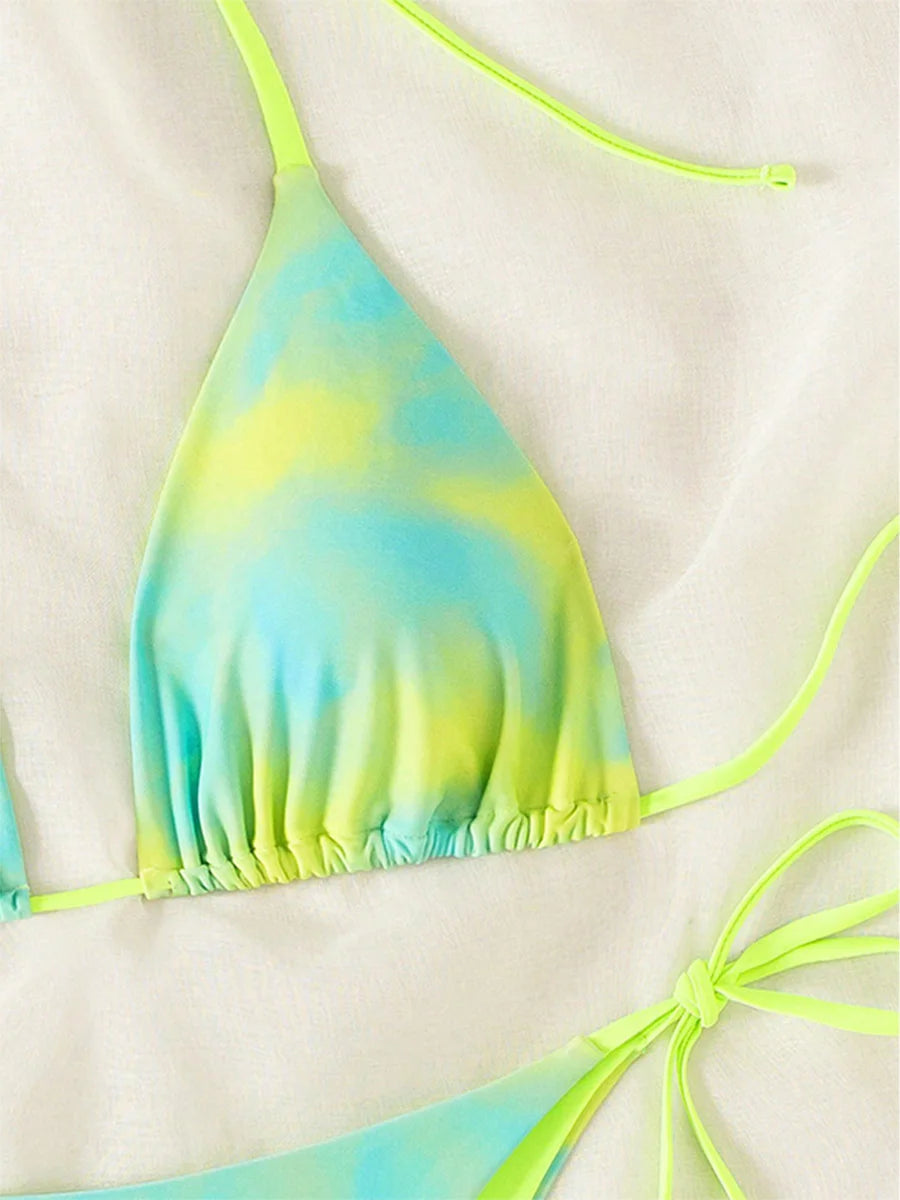 Tie Dye Mini Micro String Bikini Women Swimwear Swimsuit Two Piece Bikini Set Halter Bathing Suit The Clothing Company Sydney