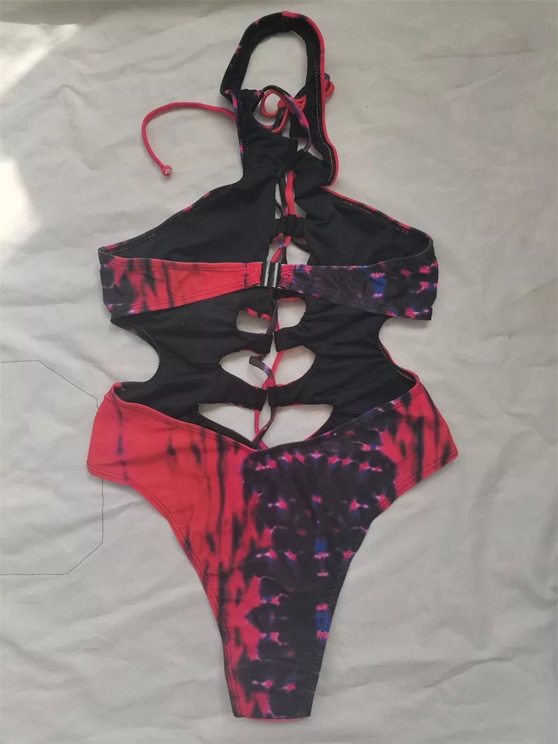 Hollow Out Swimwear Women's High Neck Solid Black Cut Out Backless Monokini Bandage Bathing Suit Holiday One Piece Swimsuit The Clothing Company Sydney