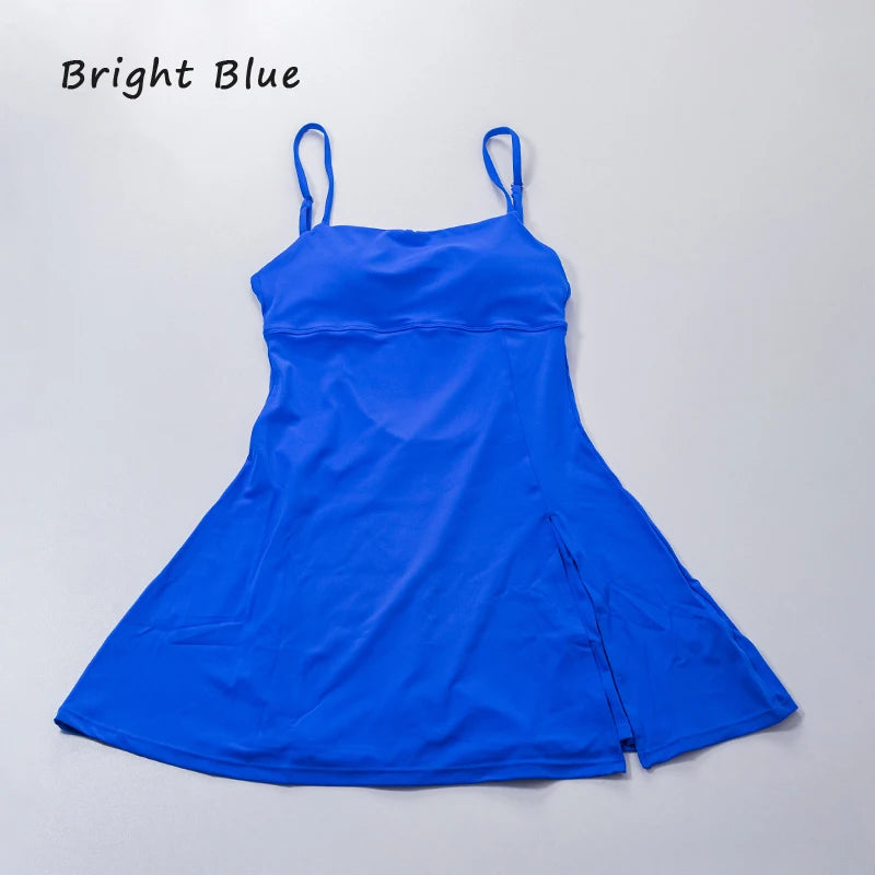 Women's Sports Tennis Dress Removable chest cushion Breathable Outdoor Yoga Tennis Skirt Dress - The Clothing Company Sydney