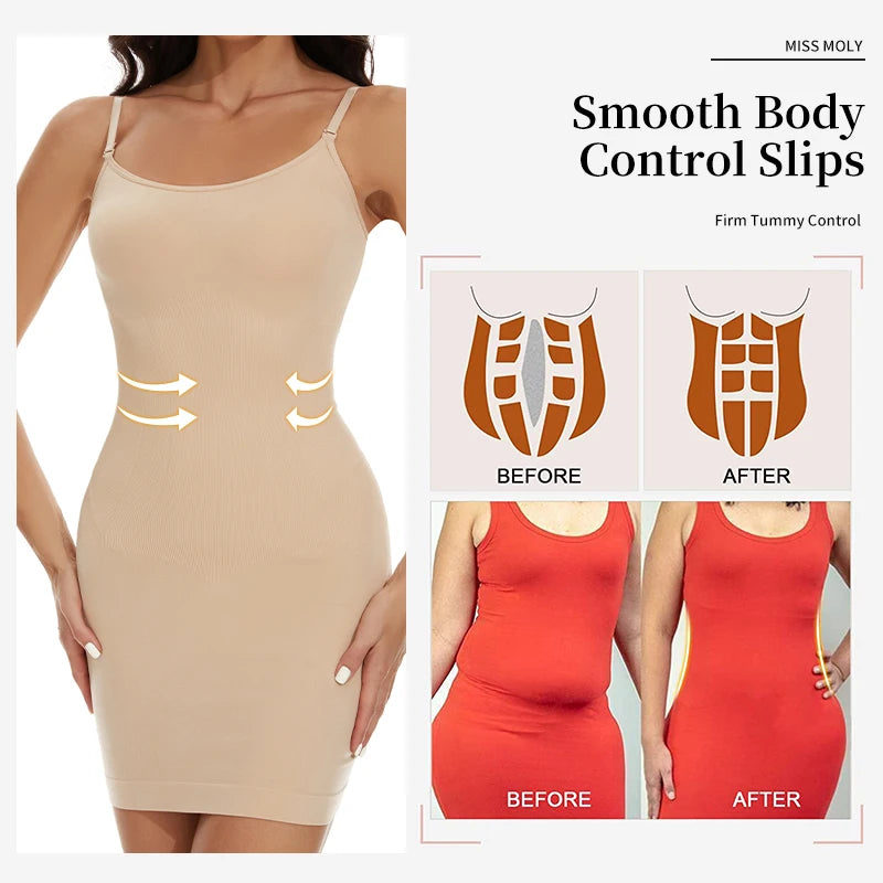 Seamless Shapewear Control Slips for Under Dresses Women Body Shaper Cami Slip - The Clothing Company Sydney
