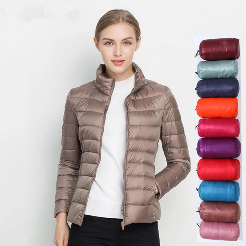 Women Spring Jacket Fashion Short Ultra Lightweight Packable Puffer Coats 15 Colors Female Down Warm Korean Slim Fit Parkas 5XL The Clothing Company Sydney