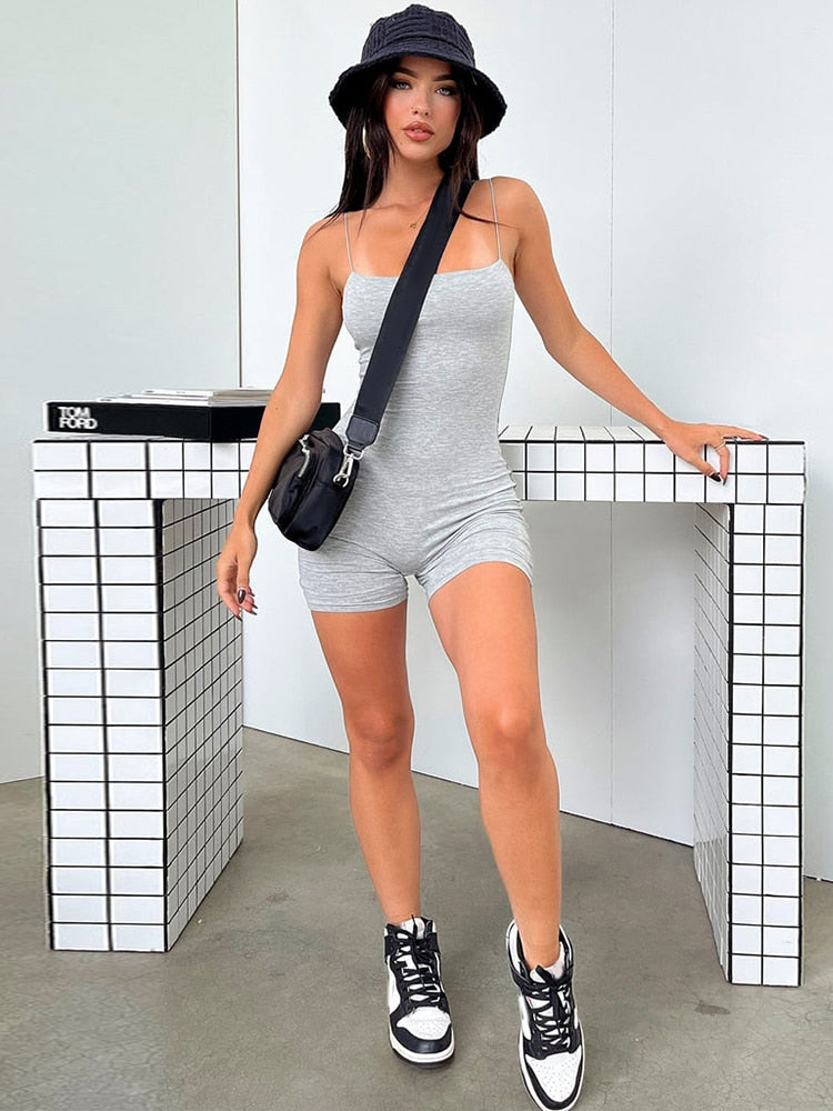 Spaghetti Strap Jumpsuit Tight Fitting Women's Summer Jumpsuit Playsuit Bodycon Short White Black Shorts Romper The Clothing Company Sydney