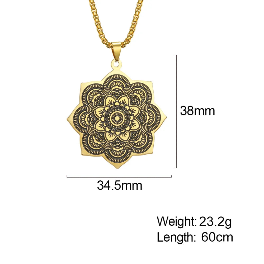 Yoga Lotus Om Aum Symbol Pendant Necklace Hindu Buddhist Stainless Steel Chain Meditation Spiritual Religious Jewellery The Clothing Company Sydney