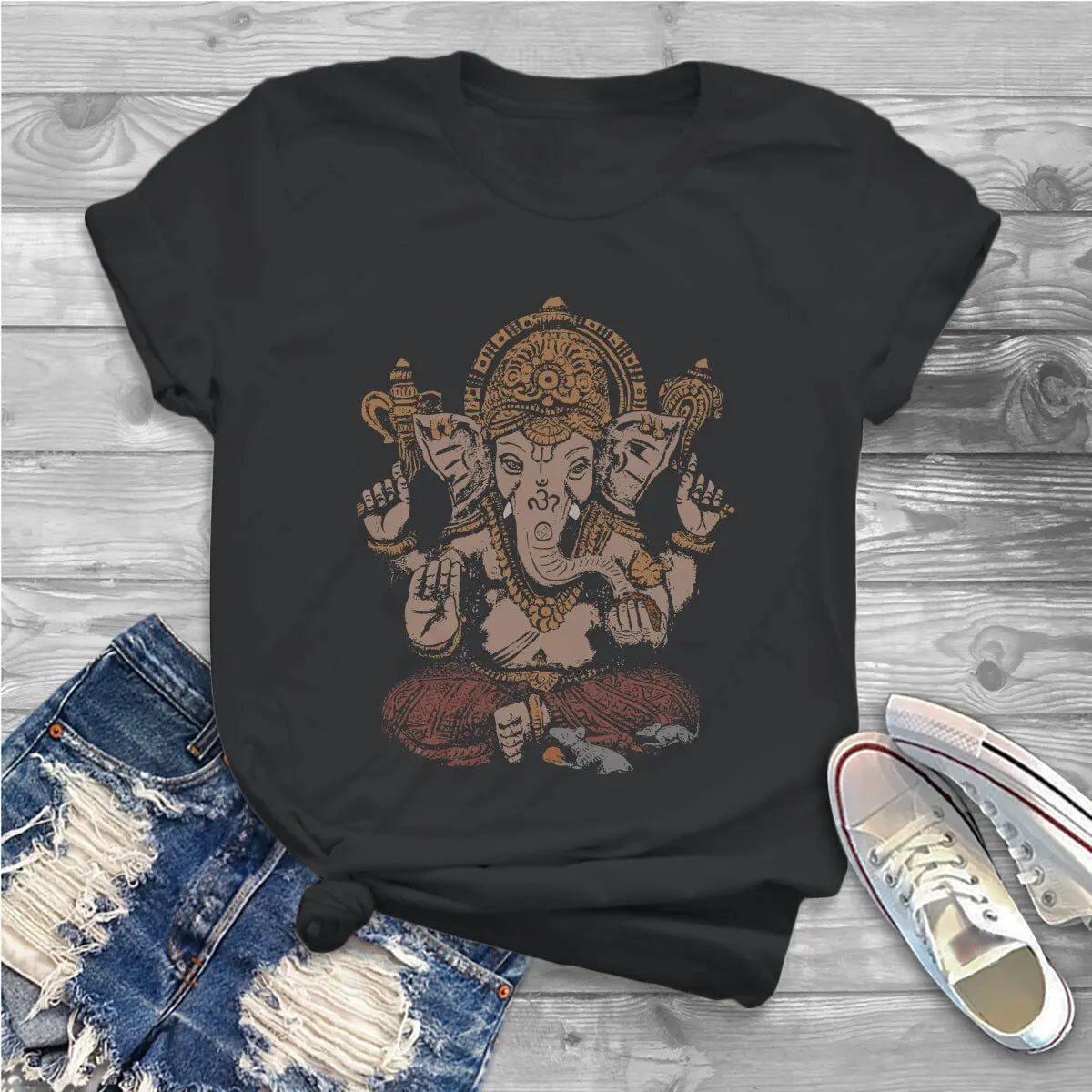 Women's Ganesha Art Girls T Shirt 3D Classic Female Tops Graphic Funny Tees Ladies Cotton T shirt - The Clothing Company Sydney