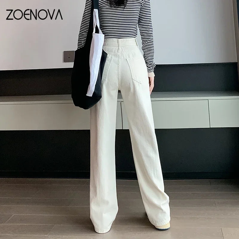 High Waisted Jeans Y2K Fashion Women Clothing Blue Black Straight Leg Denim Pants Trousers Mom Jean Baggy Trousers - The Clothing Company Sydney