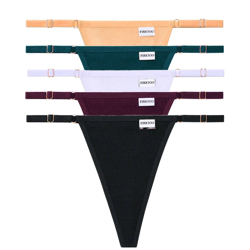 5 Pack Adjustable Women's Panties Cotton Panties Solid Low Waist Seamless Thongs Underpants Women Lingerie Set The Clothing Company Sydney