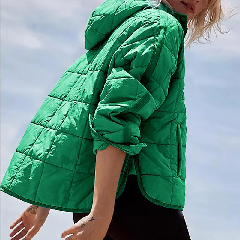 Autumn Winter Padded Jacket For Women Fashion Pockets Long Sleeves Hooded Pullovers Casual Coat - The Clothing Company Sydney