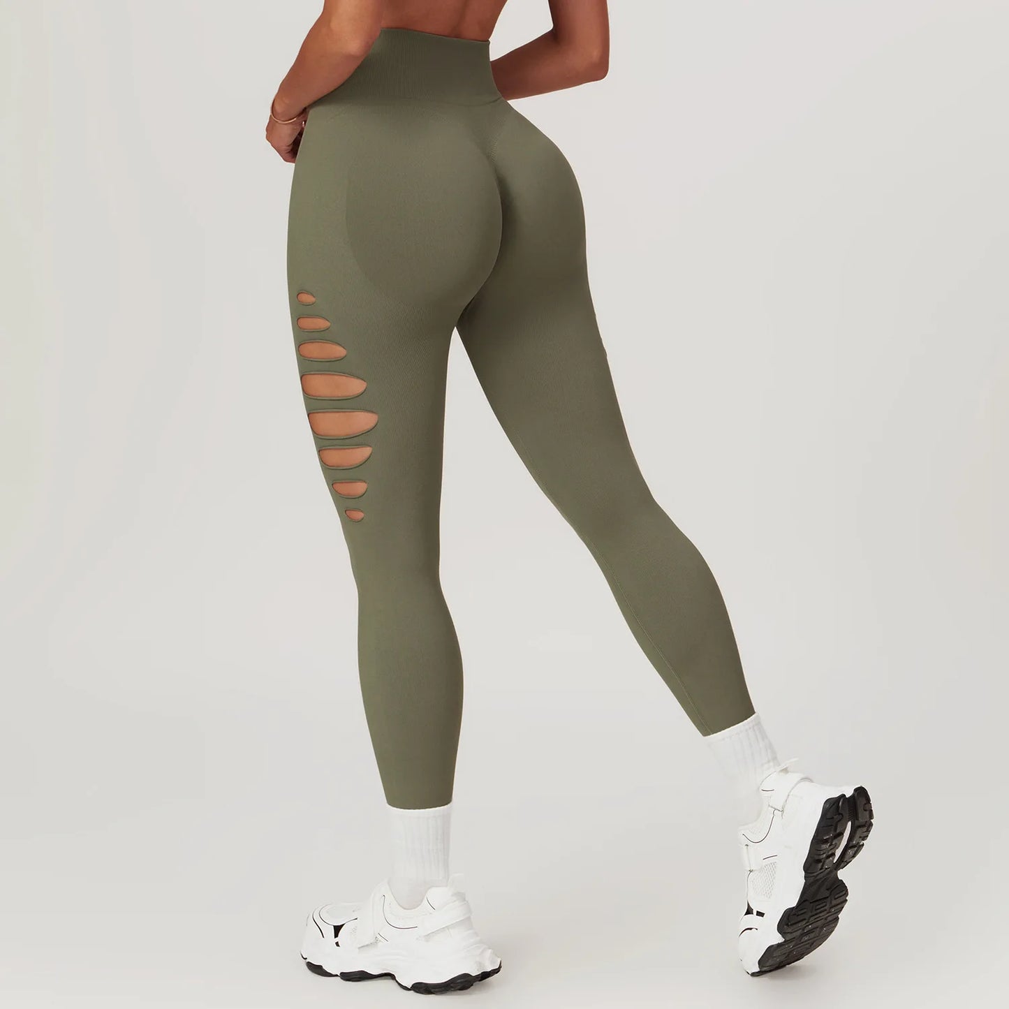 Seamless High-Waist Yoga Leggings – Hollow-Out Push-Up Workout Tights for Women - The Clothing Company Sydney