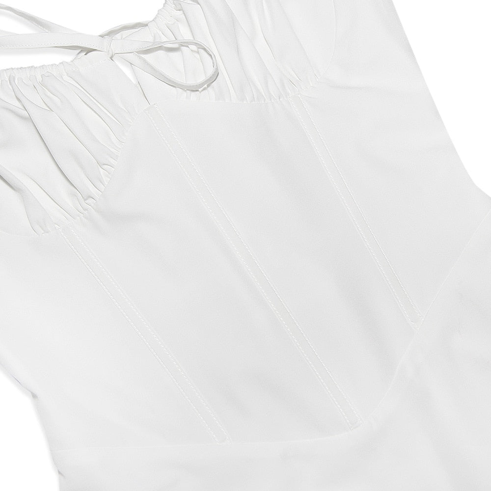 A Line White Spaghetti Strap Dress Mini Boning Elegant Lace Up Holiday Party Dresses Casual Summer Dresses The Clothing Company Sydney