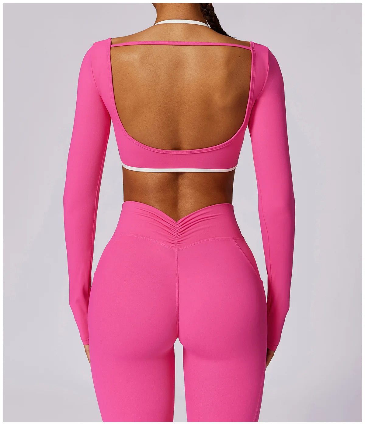 2 Piece Womens Tracksuit Yoga Set Workout Sportswear Gym Clothing Fitness Long Sleeve Crop Top High Waist Leggings Sports Suits - The Clothing Company Sydney