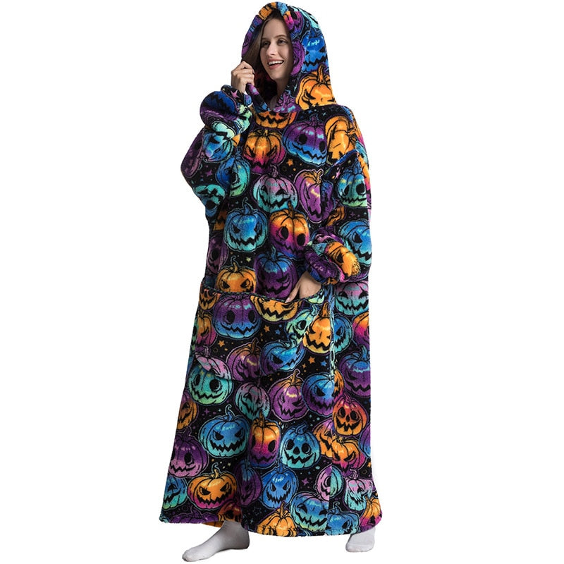Super Long Hoodie Blanket Flannel Blanket with Sleeves Winter Hooded Sweatshirt Pullover Giant Oversized Blanket The Clothing Company Sydney
