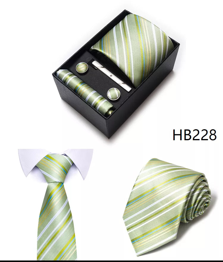 4 Piece Tie Handkerchief Cufflink Set For Men Necktie Holiday Gift Box Blue Gold Suit Accessories Slim Wedding Set The Clothing Company Sydney