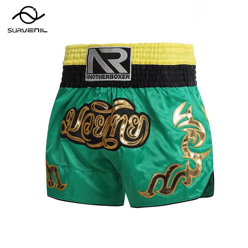 Muay Thai Shorts Embroidery Boxing Shorts Women's Men's Kids Kickboxing Fight Shorts Free Combat Grappling Martial Arts Clothing - The Clothing Company Sydney