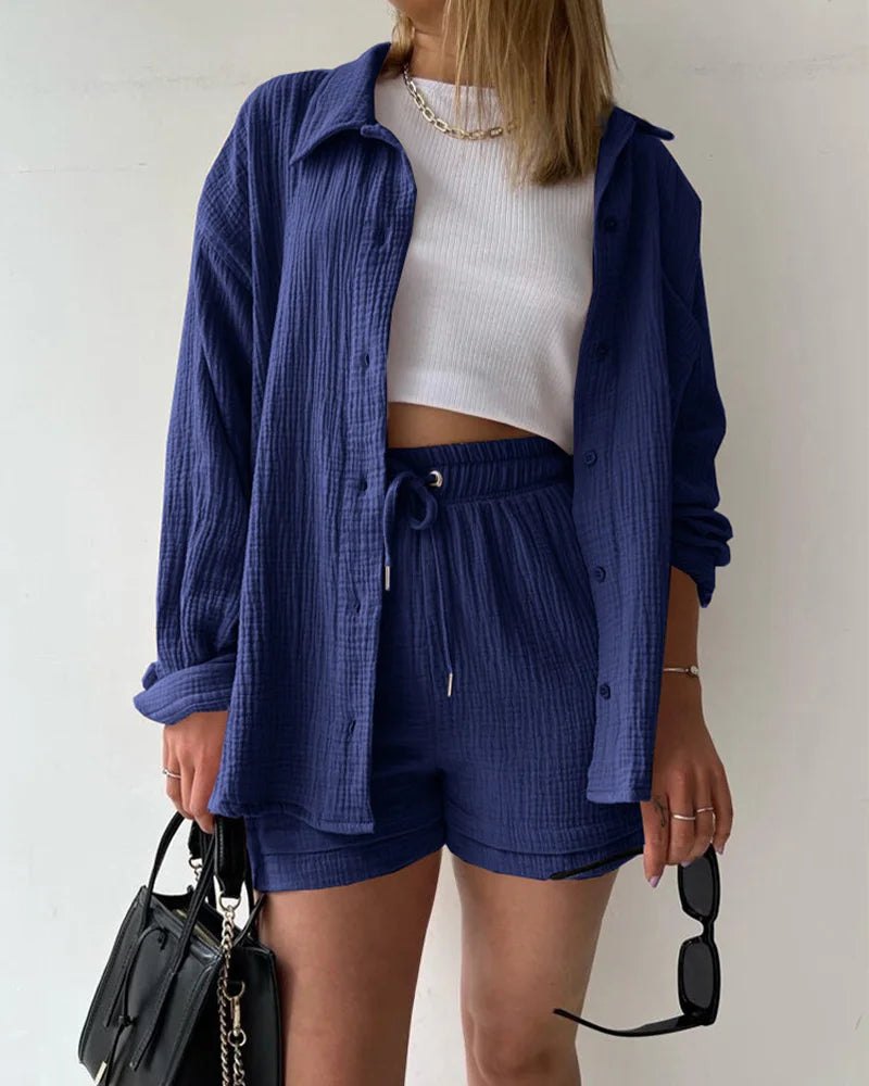 Summer Women's Suit Short Sets Outfits Suit Two Piece Button Up Matching Outfit Set - The Clothing Company Sydney
