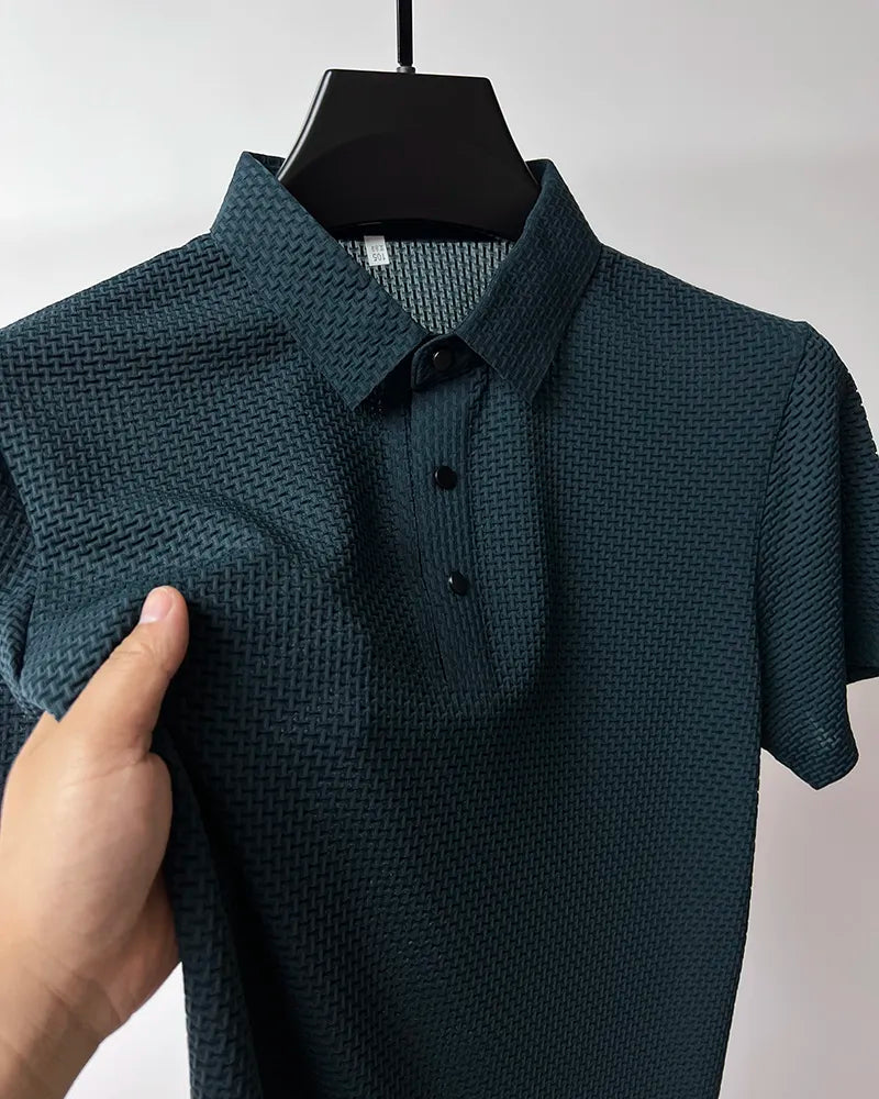 Summer Men's Lop-up Hollow Short-sleeved Polo Shirt Ice Silk Breathable Business Fashion T-Shirt Male Top The Clothing Company Sydney
