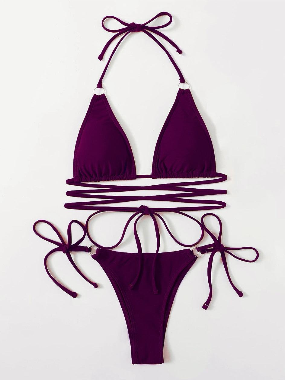 2 Piece Micro Bikini Criss Cross Swimwear Bandage Woman Swimsuit Thong Bikinis Set Women's Bathing Suit Beachwear The Clothing Company Sydney