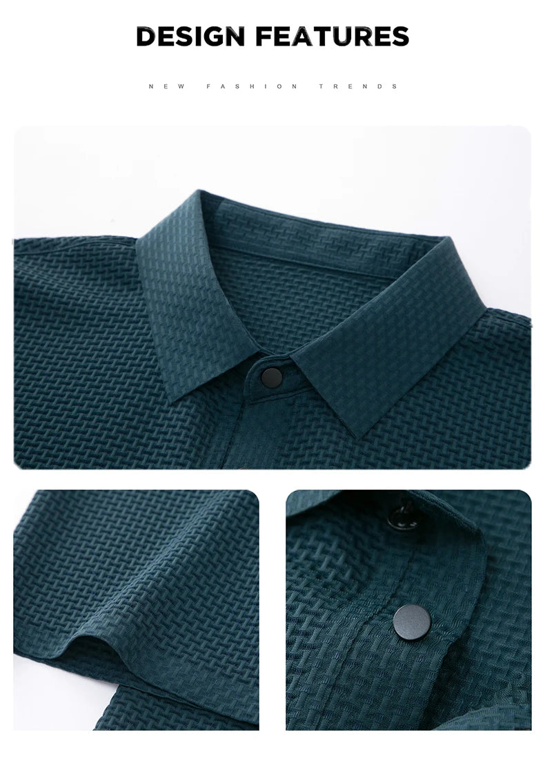 Summer Men's Lop-up Hollow Short-sleeved Polo Shirt Ice Silk Breathable Business Fashion T-Shirt Male Top The Clothing Company Sydney