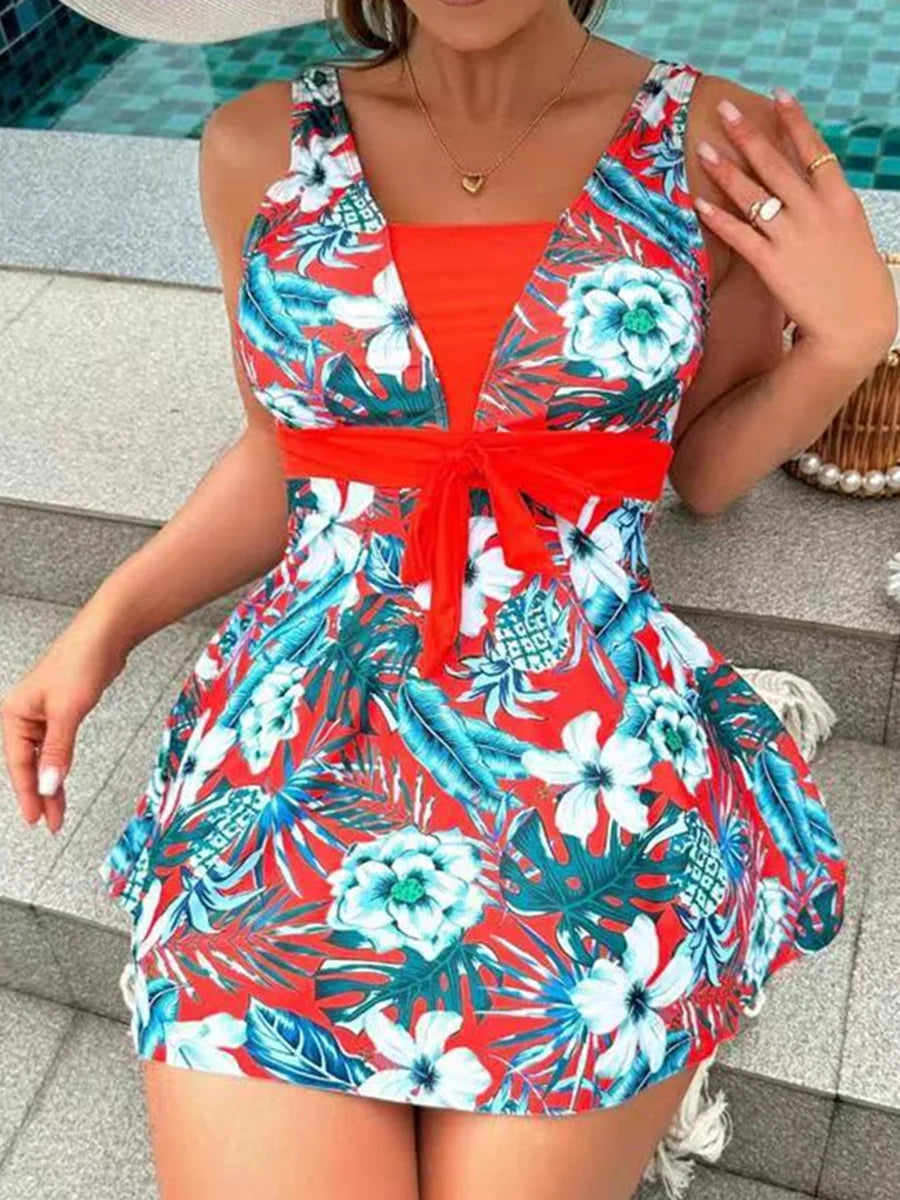 Floral Tankini Set 2 Piece Women Swimsuit High Waist Swimwear Bathers Bathing Swimming Suit Summer Beachwear - The Clothing Company Sydney