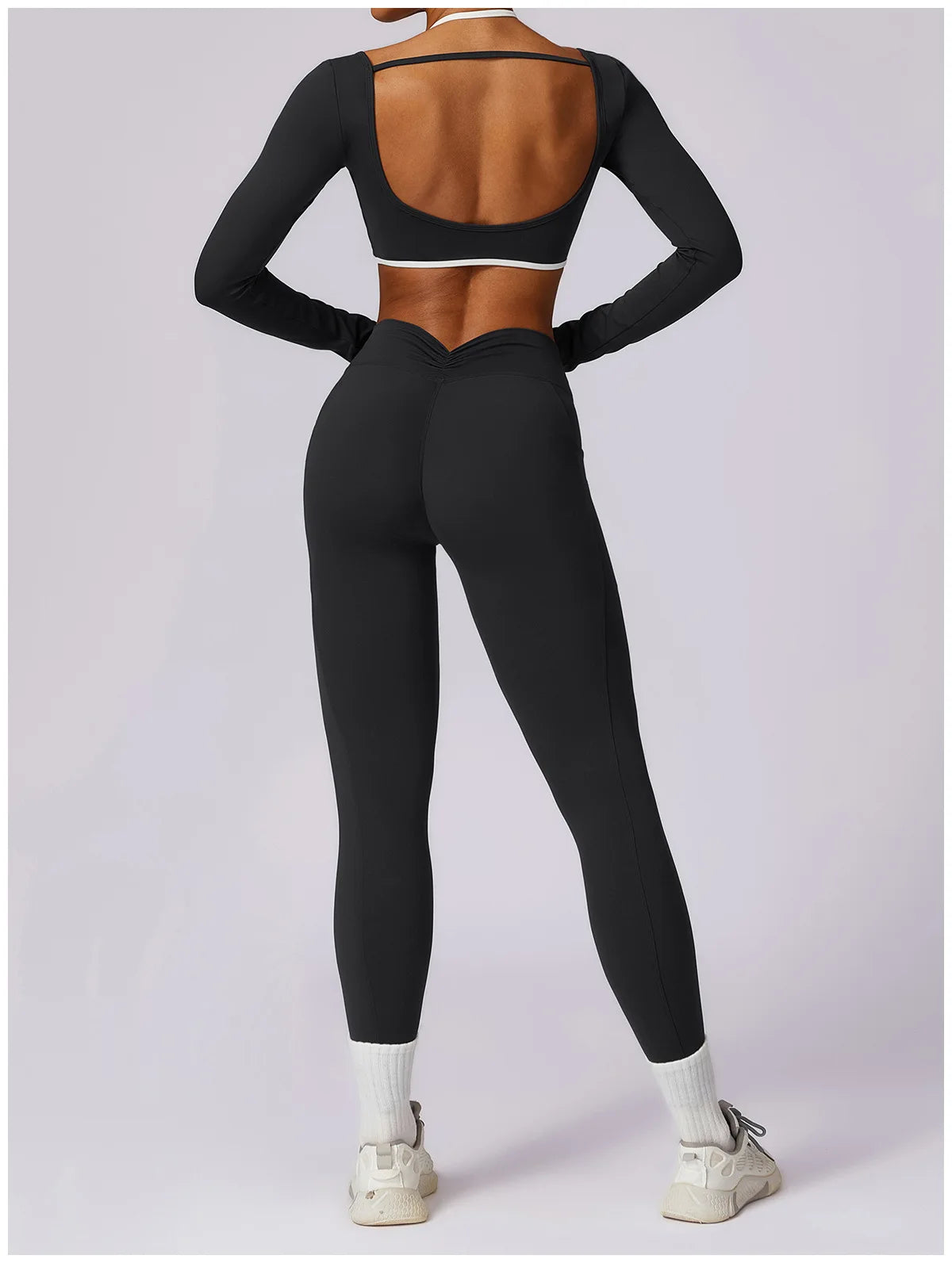 2 Piece Womens Tracksuit Yoga Set Workout Sportswear Gym Clothing Fitness Long Sleeve Crop Top High Waist Leggings Sports Suits - The Clothing Company Sydney