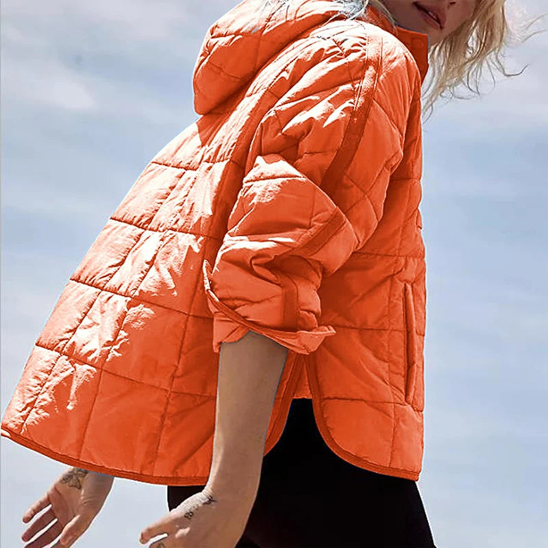 Autumn Winter Padded Jacket For Women Fashion Pockets Long Sleeves Hooded Pullovers Casual Coat - The Clothing Company Sydney