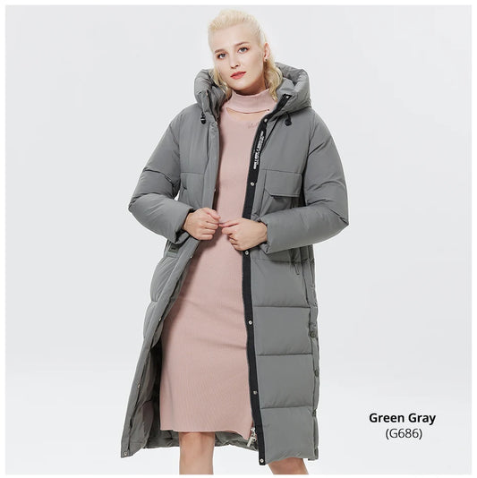 Women's Outwear Parka Super Long Warm And Windproof Zipper Cotton Coat Winter Jackets - The Clothing Company Sydney