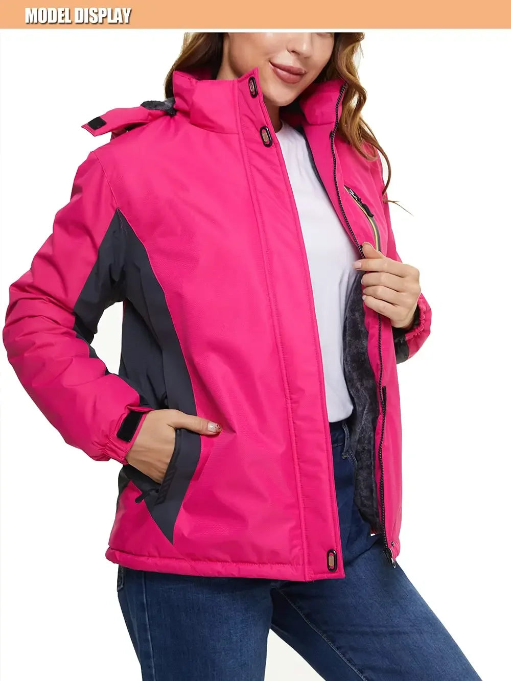 Winter Ski Jackets Womens Hiking Trekking Thicken Fleece Snow Jacket Outdoor Warm Windproof Windbreaker Outwear Parka - The Clothing Company Sydney