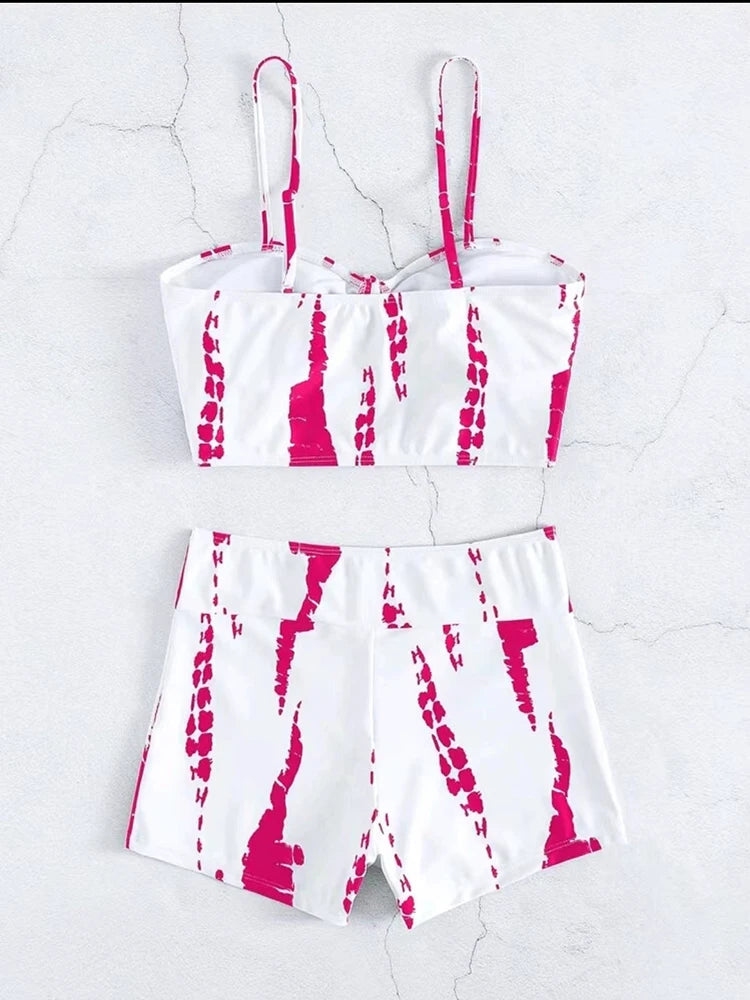 2 Piece Drawstring Front Shorts Bikinis High Waist Swimsuit Women Swimwear Bathers Bathing Swimming Swim Suit Beachwear - The Clothing Company Sydney