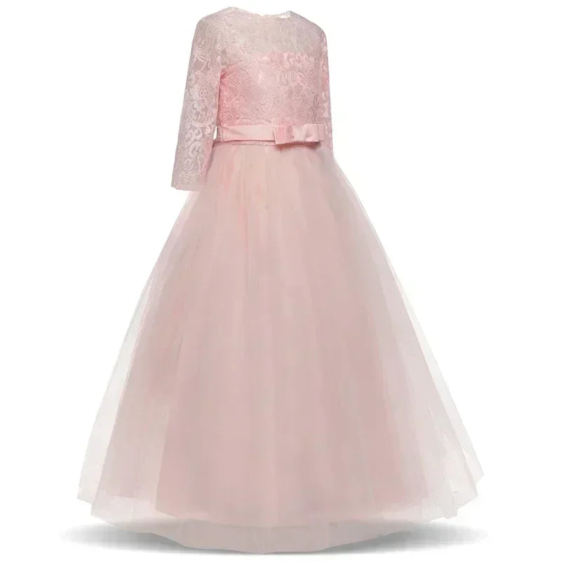 Teens Girls Princess Dress for Party Ball Gown Wedding White Dresses Kids Birthday Bridesmaid Costume Lace Flower Pageant Dress - The Clothing Company Sydney