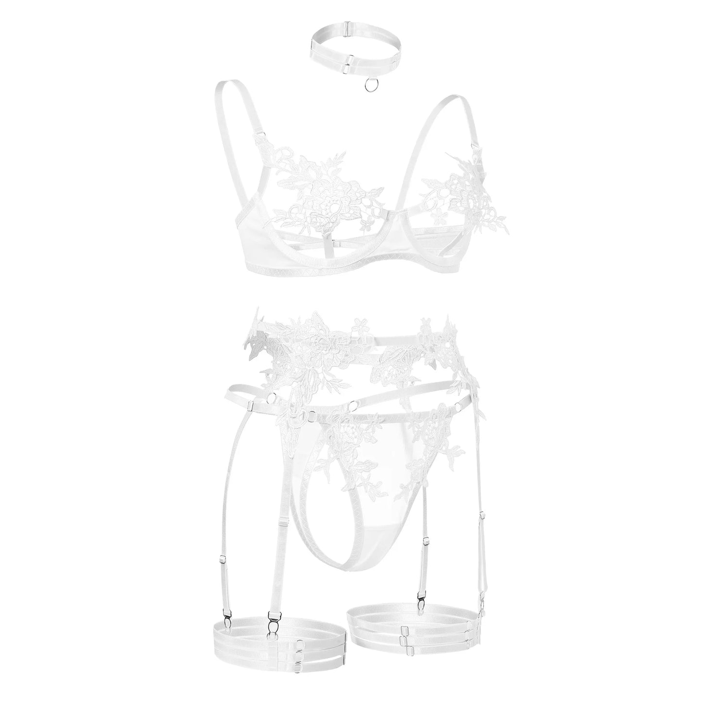 Lingerie Open Bra See Through Fancy Underwear Luxury Lace Outfits Intimate Lingerie Set - The Clothing Company Sydney