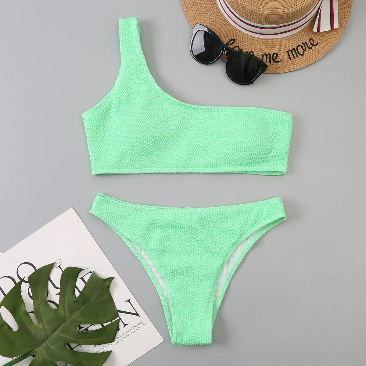 One Shoulder Bikini Women Swimwear Swimsuit Solid Beachwear Bathers Bathing Suit The Clothing Company Sydney