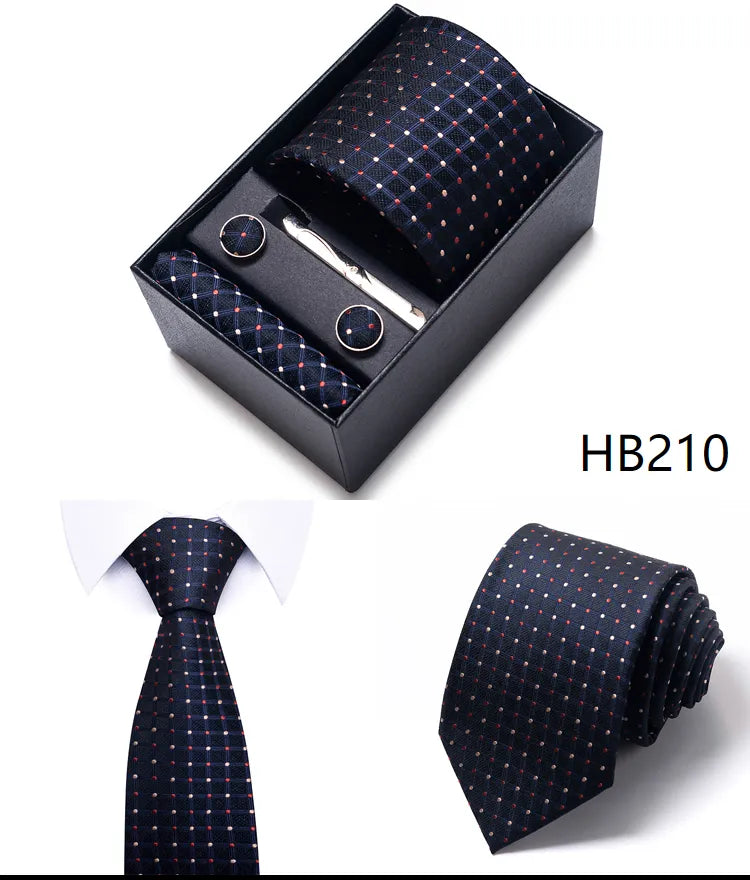4 Piece Tie Handkerchief Cufflink Set For Men Necktie Holiday Gift Box Blue Gold Suit Accessories Slim Wedding Set The Clothing Company Sydney