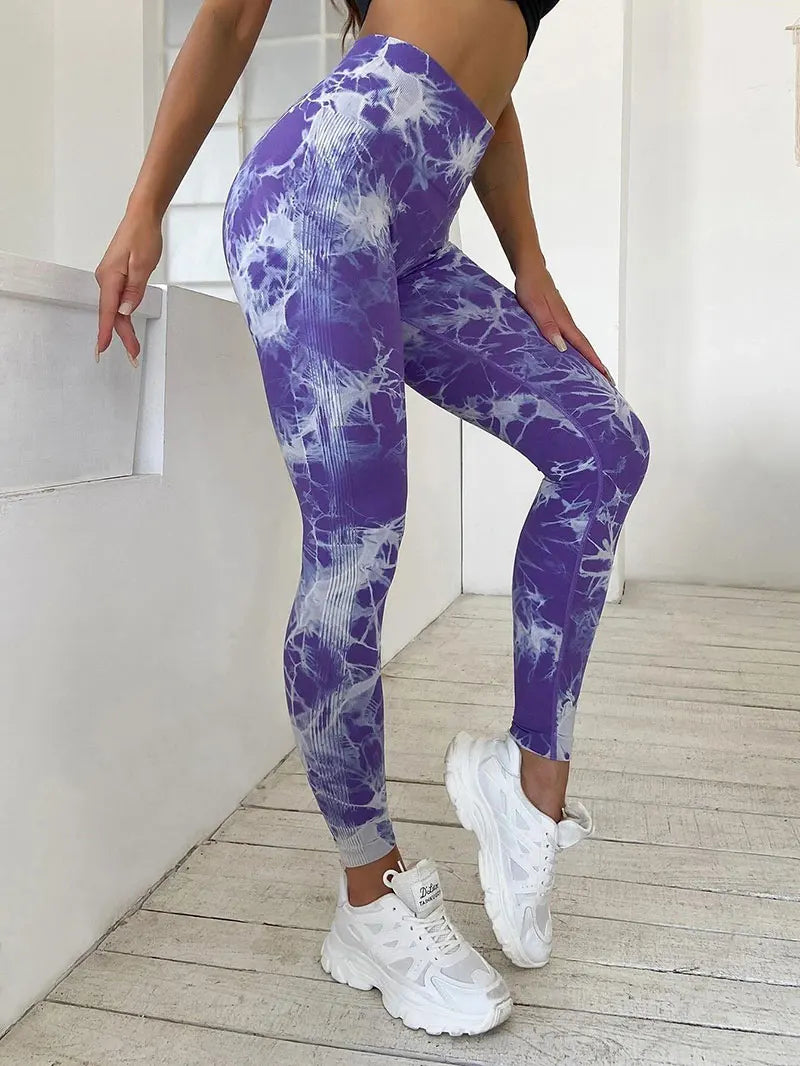 Hip Lifting Seamless Fitness Gym Leggings Tie-Dye Yoga Pants Women's Exercise Tights High Waist Workout Pants The Clothing Company Sydney