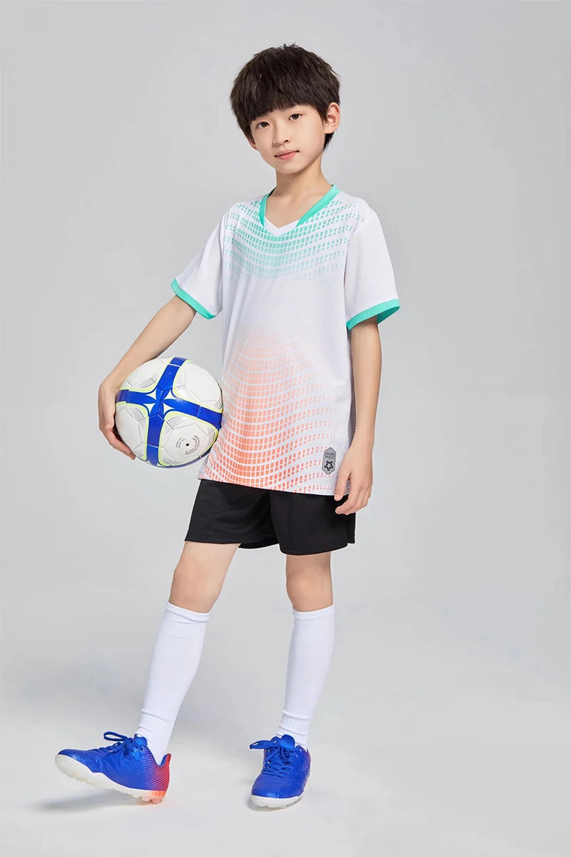 Men's Women's Kids Football Jersey Shorts Set Custom Soccer Uniform Outfit Kids School Team Training Kit The Clothing Company Sydney