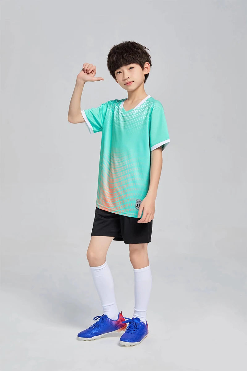 Men's Women's Kids Football Jersey Shorts Set Custom Soccer Uniform Outfit Kids School Team Training Kit The Clothing Company Sydney