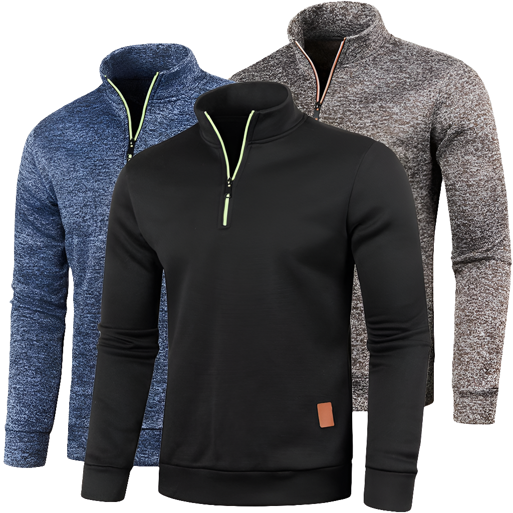 Men's Half Zipper Long Sleeve Pullover Turtleneck Sweater - The Clothing Company Sydney
