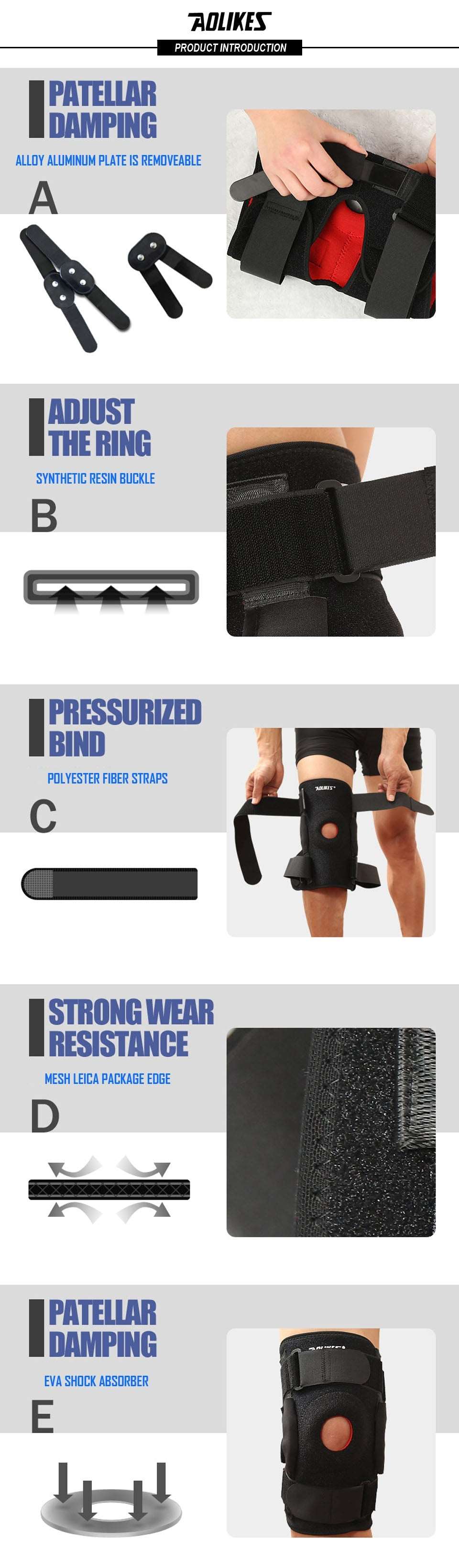 1PC Hiking Cycling Knee Support Protector With Removeble Aluminum Plate 4 Straps For Mountaineering Knee Joint Brace The Clothing Company Sydney