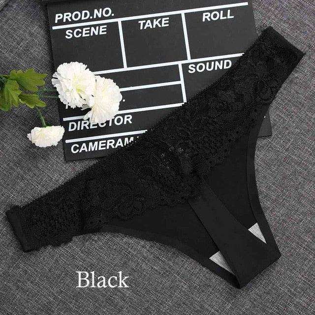 1 piece G-string Thongs Lace Floral Sheer Breathable Low Waist Underwear Soft Lingerie Ice Silk Briefs Seamless Panties The Clothing Company Sydney