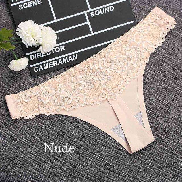 1 piece G-string Thongs Lace Floral Sheer Breathable Low Waist Underwear Soft Lingerie Ice Silk Briefs Seamless Panties The Clothing Company Sydney