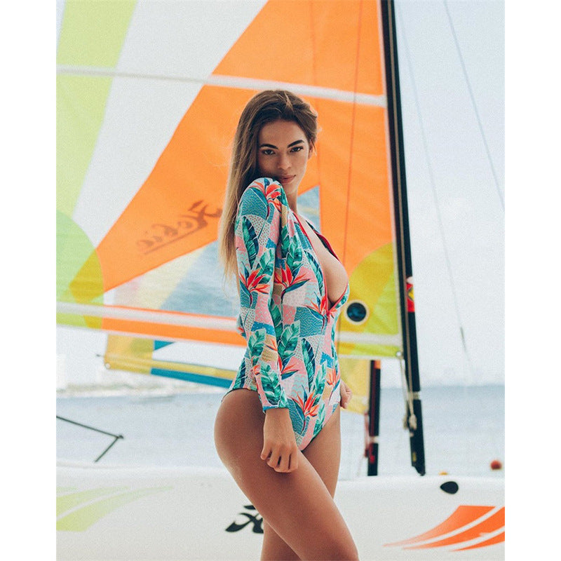 Long sleeve swimwear one piece swimsuit backless jumpsuit swim suit Bathing Suit beach wear Bodysuit Monokini The Clothing Company Sydney