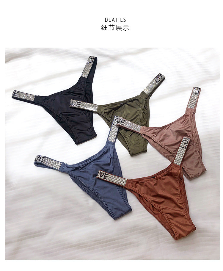 Ice Silk Seamless Panties G String Sexy Rhinestone Leopard Underwear Low Waist Fitness Lingerie T Thongs The Clothing Company Sydney