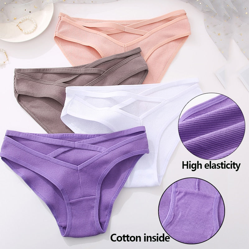 3 Pack Cotton Blend Panties Low-Rise Briefs Lingerie Front Cross Underpants Hollow Out Pantys Underwear The Clothing Company Sydney