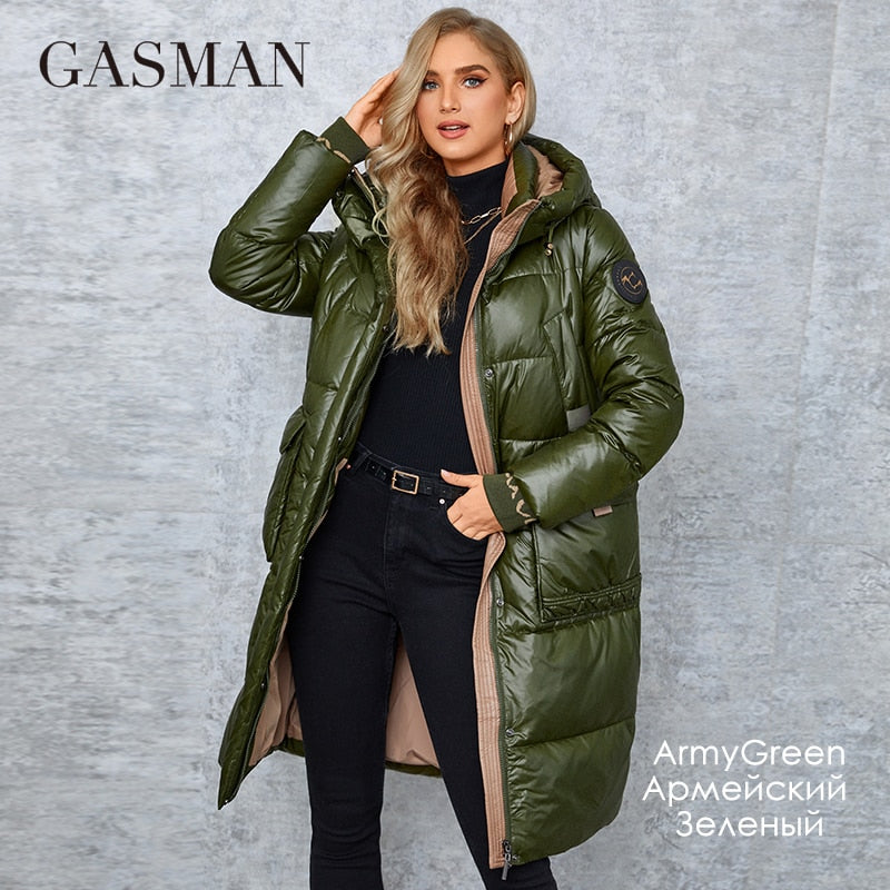 Women's down Jacket Long Classic zipper design Big Pocket Stand Collar Hooded Slim coat Women Parkas The Clothing Company Sydney