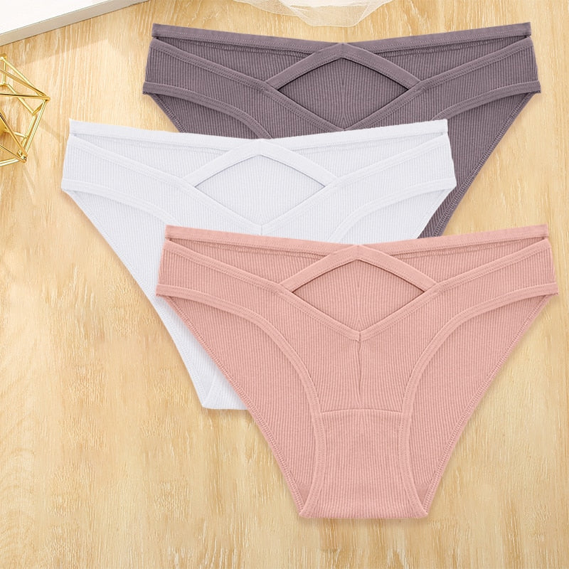 3 Pack Cotton Blend Panties Low-Rise Briefs Lingerie Front Cross Underpants Hollow Out Pantys Underwear The Clothing Company Sydney