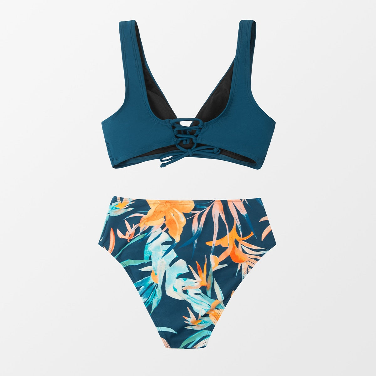 Yellow And Lemon Print Mid-Waist Bikini Sets Swimsuit Lace Up Two Pieces Swimwear Beach Bathing Suits The Clothing Company Sydney