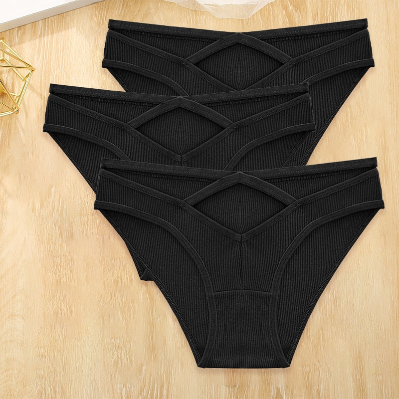 3 Pack Cotton Blend Panties Low-Rise Briefs Lingerie Front Cross Underpants Hollow Out Pantys Underwear The Clothing Company Sydney
