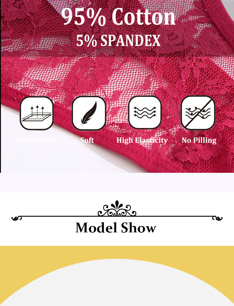 2 Pack Set Women's Lace Panties Low Waist G-String Underwear Solid Hollow Out Transparent Thong Soft Breathable Lingerie The Clothing Company Sydney